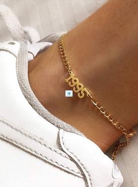 1980-1998 Birth Year Anklet Leg Bracelet Jewelry Stainless