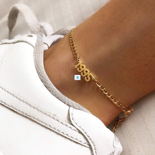 1980-1998 Birth Year Anklet Leg Bracelet Jewelry Stainless
