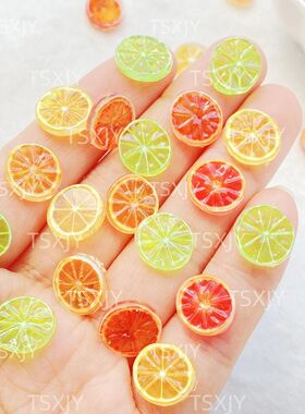 50Pcs Cute Resin Mini Colored Lemon Slices Nail Art Resin De