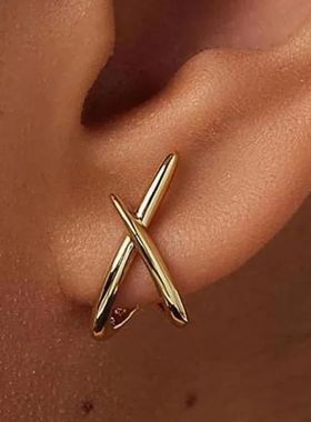 LATS Trendy Gold Color Cross Stud Earrings for Women Dainty