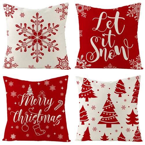 Christmas Red  Collection Pillowcase Holiday Home Decor Cush