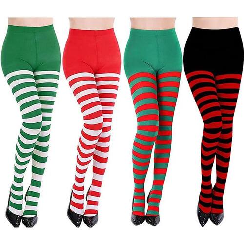 Women Striped Pantyhose Girls Over Knee Long Stripe Stocking