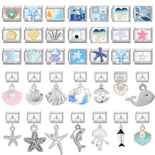 Fashion Whale Shell Starfish Jellyfish Blue Sea Italian Char