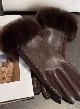 Women's PU Leather Gloves for Cold Weather Winter Warm Glove