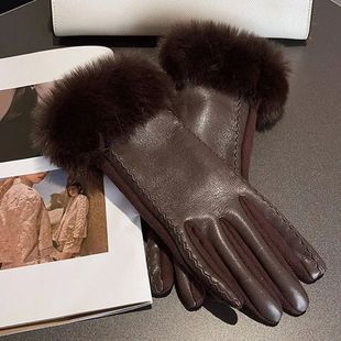 Women's PU Leather Gloves for Cold Weather Winter Warm Glove