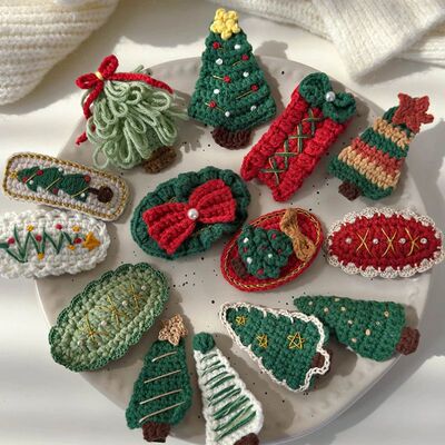 Christmas Series Hair Clips Winter Wool HairP Christmas Tree