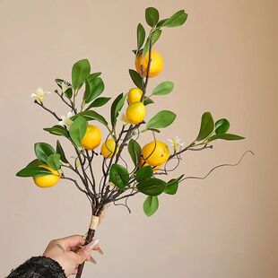 1Pc Artificial Flower Lemon Branch Simulated Plastic Fruit P