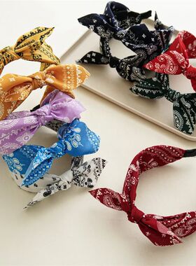 Fashion Cotton Cashew Flowers Printing Soft Wide Hairhoop Ha