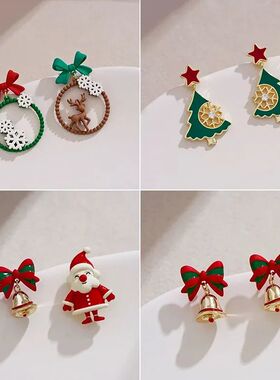серьги Ear Needle Christmas Series New Elk Bell Snowfl