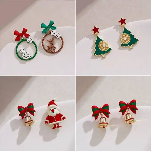 серьги Ear Needle Christmas Series New Elk Bell Snowfl