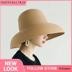Vintage Design Hat Hepburn Wome Straw Style Eaves Summer Big