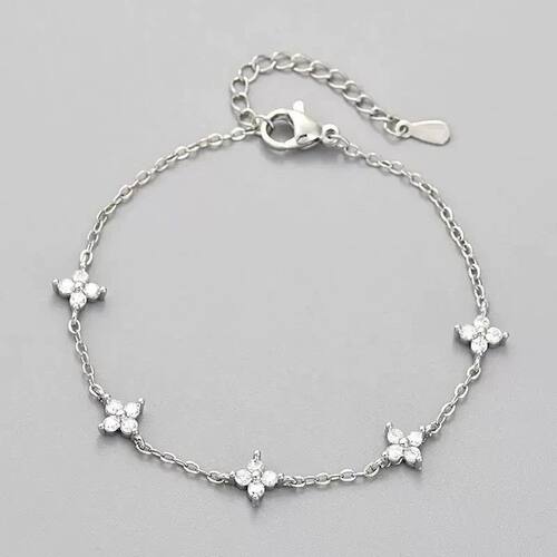 Sterling Silver Shiny Zircon Flower Bracelets For Women Char
