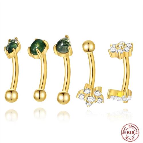 Simple New Navel Nail 925 Sterling Silver Zircon Implant Gra