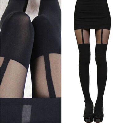 Hot Selling Sexy Women Black Fake Garter Belt Suspender Tigh