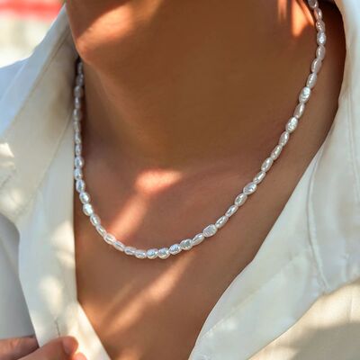 Salircon Simple Baroque Imitation Pearl Chain Choker Necklac