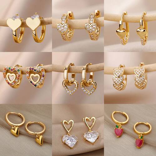 Zircon Heart Pendientes Earring For Women Stainless Steel Go