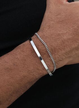 3mm Stainless Steel Cuban Chain Bracelet Men's Street Hip Ho