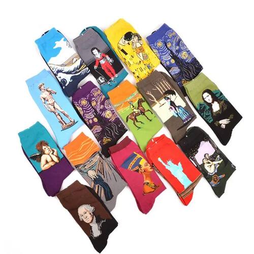 Classic Retro Abstract Oil Painting Art Socks Women Modern V