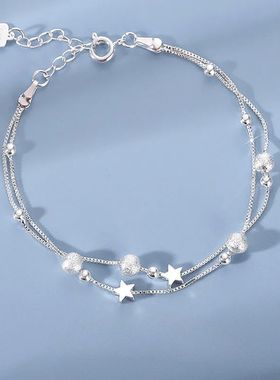 925 Sterling Silver Star Beaded Bracelets For Women Original