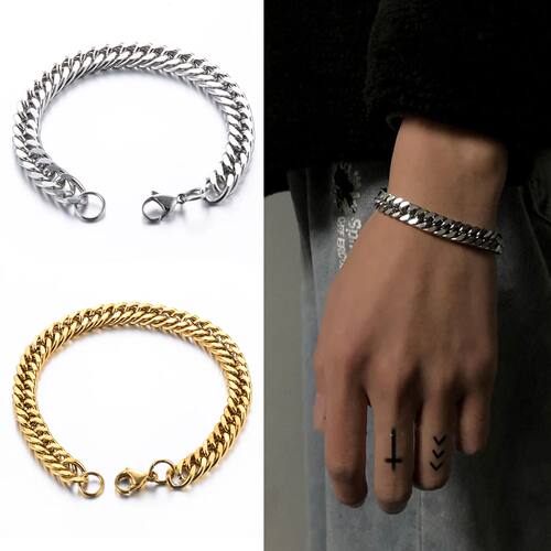 Men‘s Fashion Hiphop Cuban Chain Men Bracelet Stainless Ste