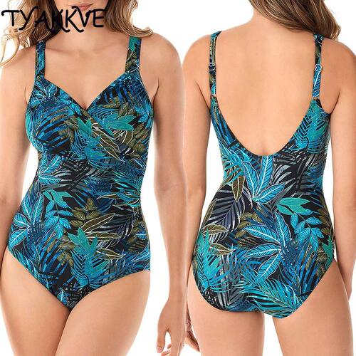 One Piece Swimsuit Sexy Plus Size Swimwear Women Tummy Contr