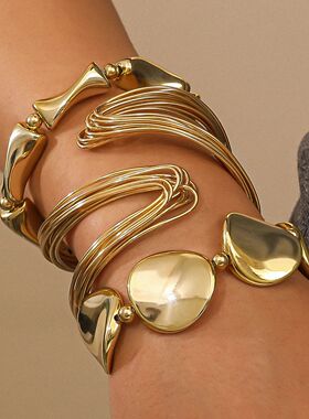 3 Pcs/set Geometric Twisted Lines Irregular Shaped Open Cuff