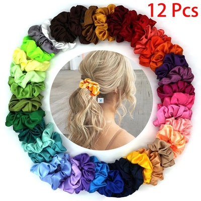6/10/12/20/30/50Pcs Fashion Women Silk Solid Scrunchies Elas