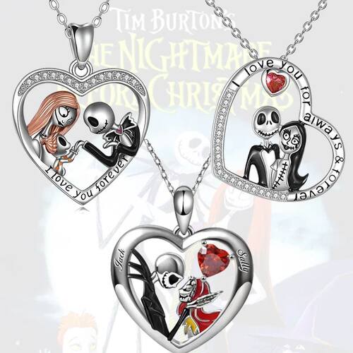 The Nightmare Before Christmas Necklace Women Jack Sally Sil