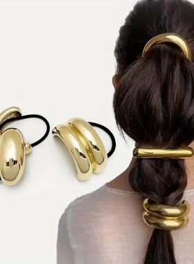 Punk Metal Smooth Corss Elastic Hair Loop Hairband for Women