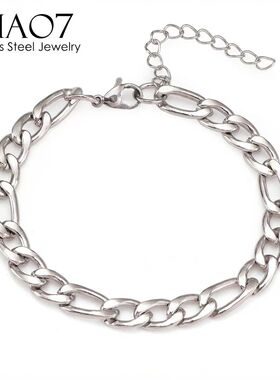 Adjust Figaro Bracelet Man Woman Style Gold Color Stainless