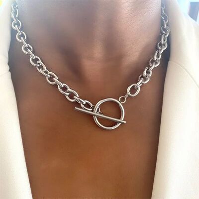 Fashion New Chunky Chain Necklace Women Simple Toggle Clasp