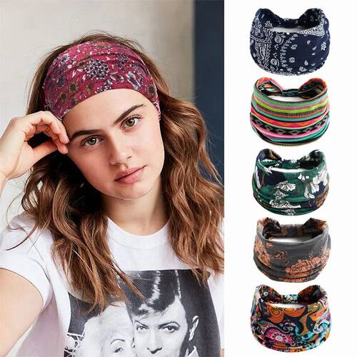 European and Retro Colorful Cashew Hair Band Paisley Pattern