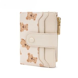 Women Short Wallets PU Leather Female Bifold Purses Cute Bea