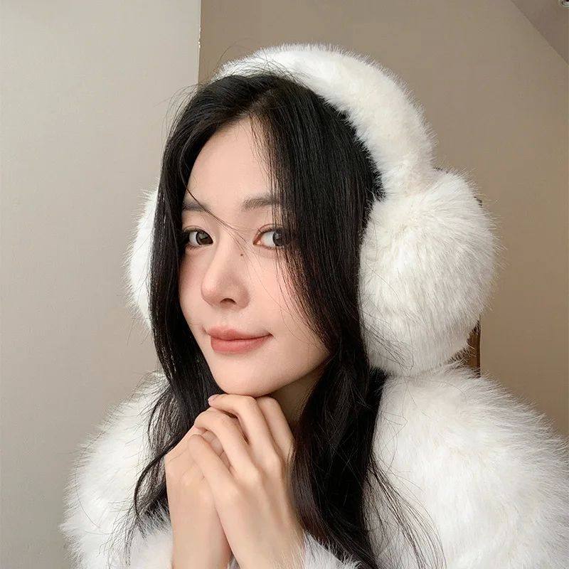 2024Autumn Winter Earmuffs Women Men Warm Cute Plush Solid C