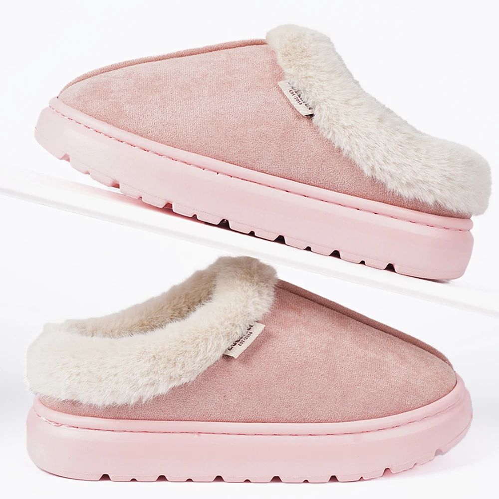 Litfun Platform Women Fluffy Slippers Winter High Quality Pl