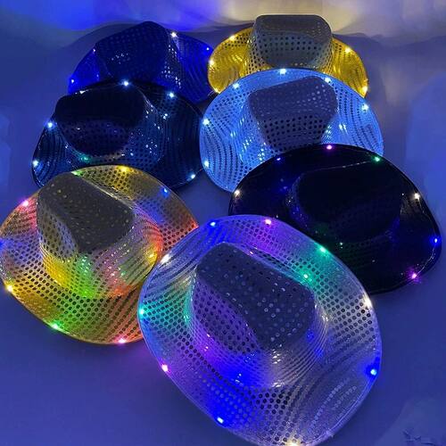 Blinky LED Light Cowboy Cowgirl Hat Flashing Cap Glowing Hat