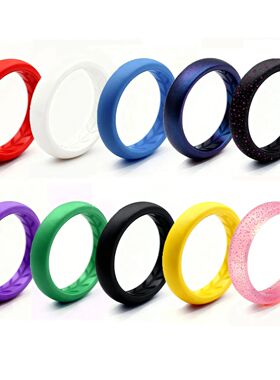 10 pcs/set Sporty Colored Silicone Rings Women's Wedding Rin