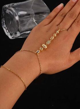Stainless Steel Colorful Crystal Hand Chain Bracelet For Wom