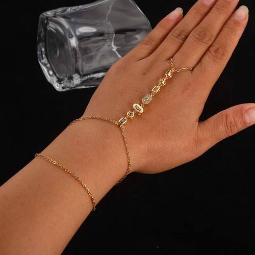 Stainless Steel Colorful Crystal Hand Chain Bracelet For Wom