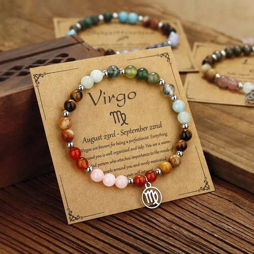 12 Zodiac Beaded Bracelet Aries Taurus Gemini Cancer Leo Vir