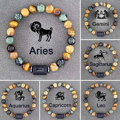 Zodiac Sign Bracelet Homme 12 Constellation Bangles Men Gemi