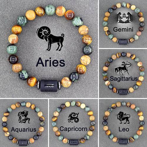 Zodiac Sign Bracelet Homme 12 Constellation Bangles Men Gemi