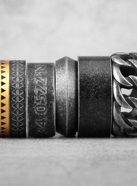 Gift Simple Punk Retro Black Stainless Steel Mens Rings for