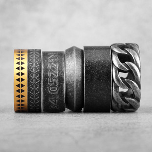 Gift Simple Punk Retro Black Stainless Steel Mens Rings for