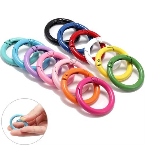5Pcs/Lot 21 Colors Metal O Ring Spring Clasp Openable Round