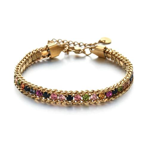 Women Men Gold Color Woven Crystal Cubic Zirconia Bracelet S