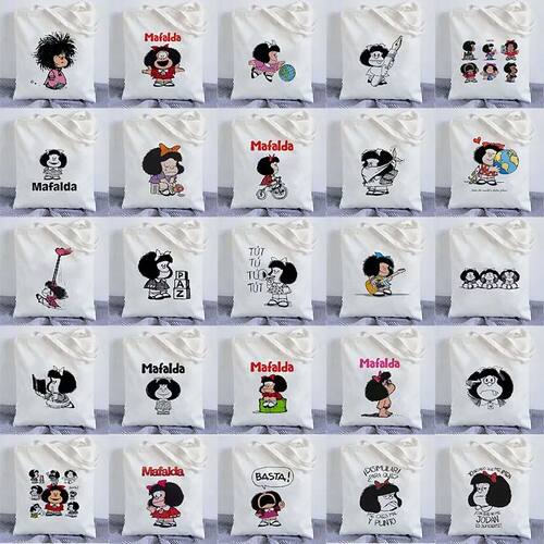 Mafalda Kawaii Cute Cartoon Girl Canvas Bag Totes Handbags L
