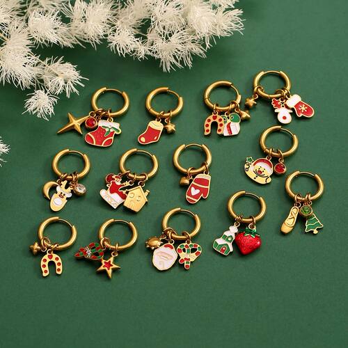 GIOIO Christmas Hoop Earring for Women Snowman Snowflake Dan