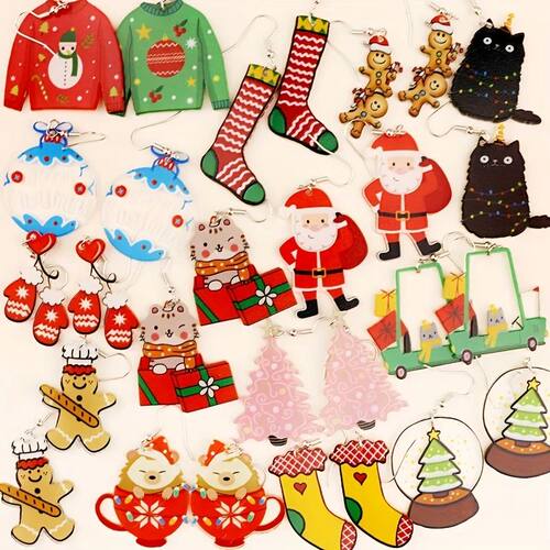 Christmas Dangle Earrings Women With Santa Claus Ginger Cook