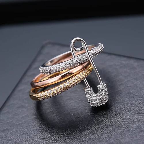 Chic Shine Finger Rings Set for Women with Pin Design Exagge